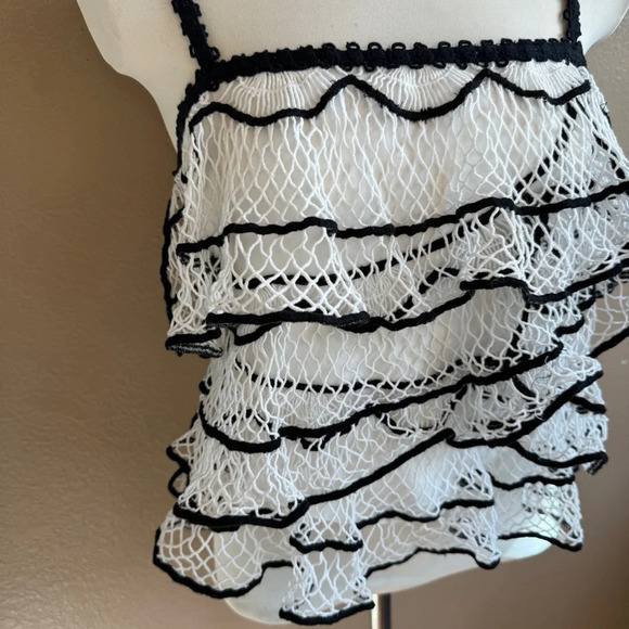 Anthropologie Lacey Embroidery Doily Ruffled Bohemian Retro Tank Top K - Picture 5 of 5